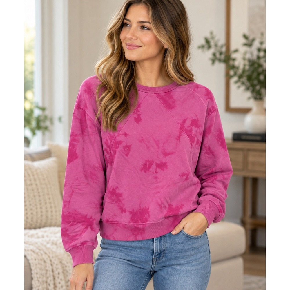 Member's Mark Women's Large Pink Tie Dye Lightweight Crewneck Sweatshirt NWT